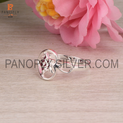 925 Silver Texture Star & Heart Ring For Females