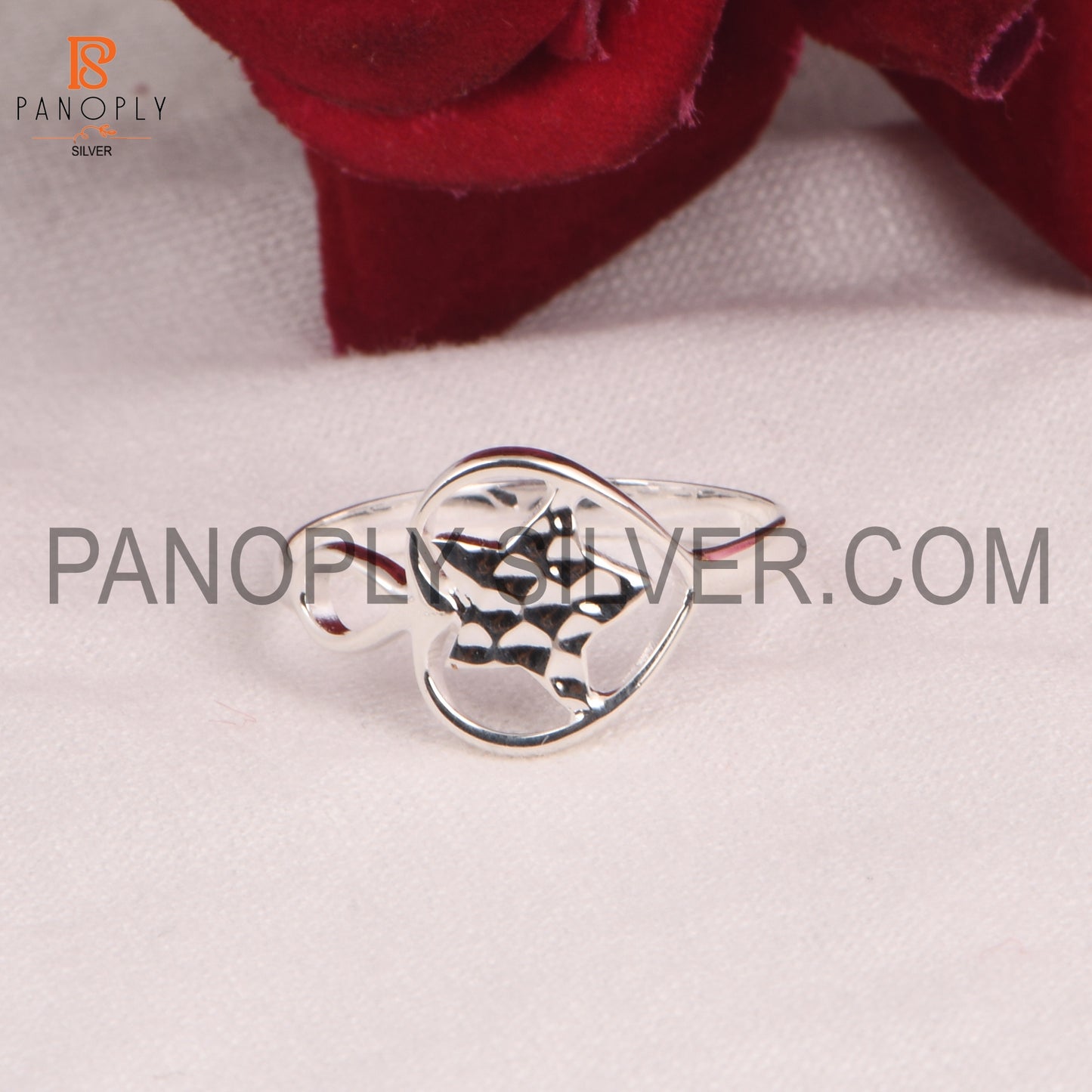 925 Silver Texture Star & Heart Ring For Females