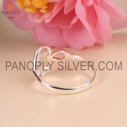 925 Silver Texture Star & Heart Ring For Females