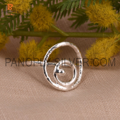 Double Round  925 Silver Hammered Band Rings