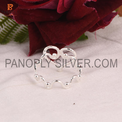 Zig Zag Band With Heart Shape Ring Gift For Love