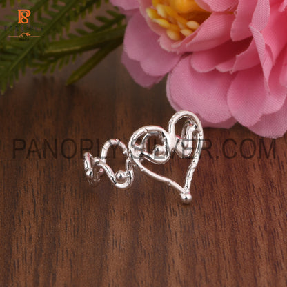 Zig Zag Band With Heart Shape Ring Gift For Love