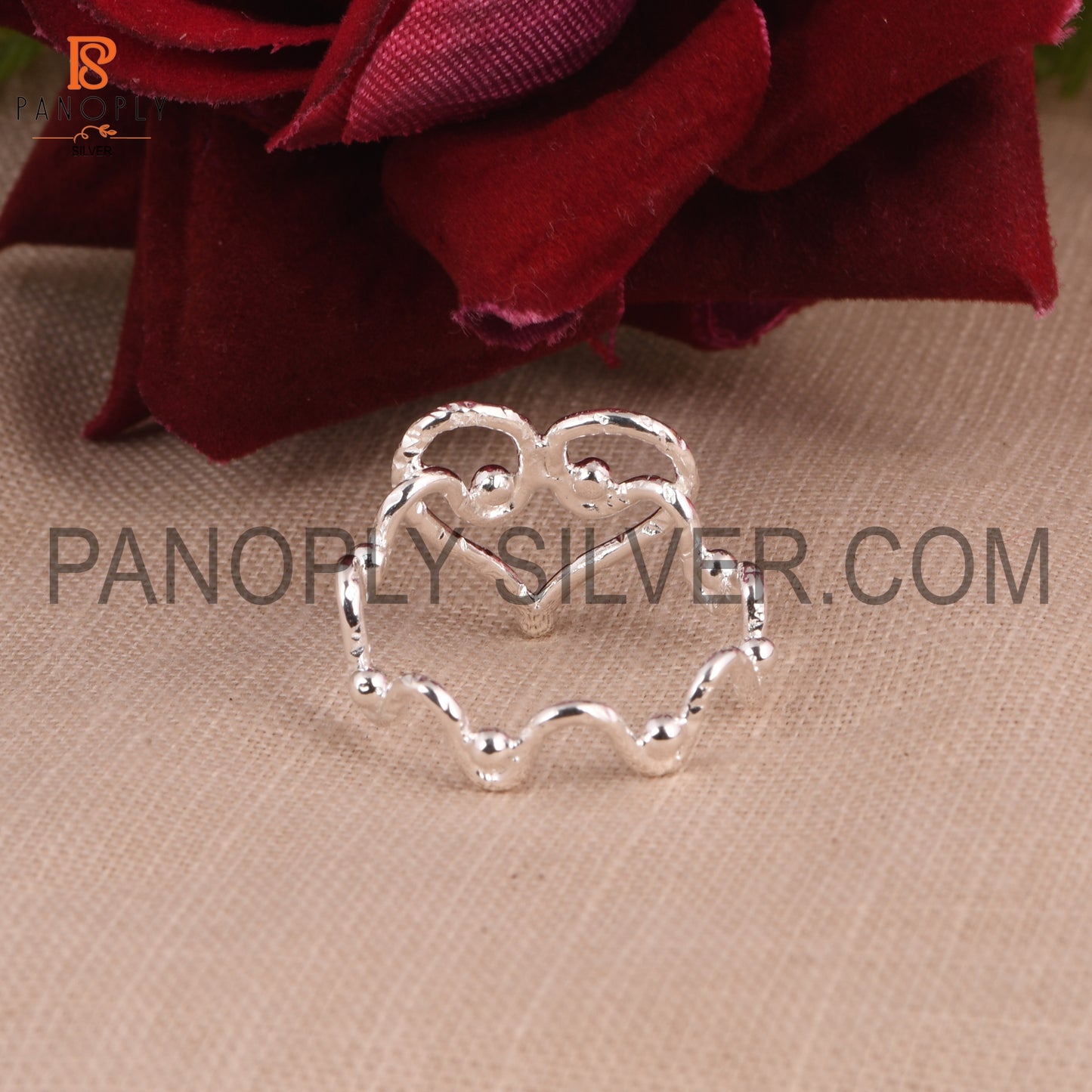 Zig Zag Band With Heart Shape Ring Gift For Love