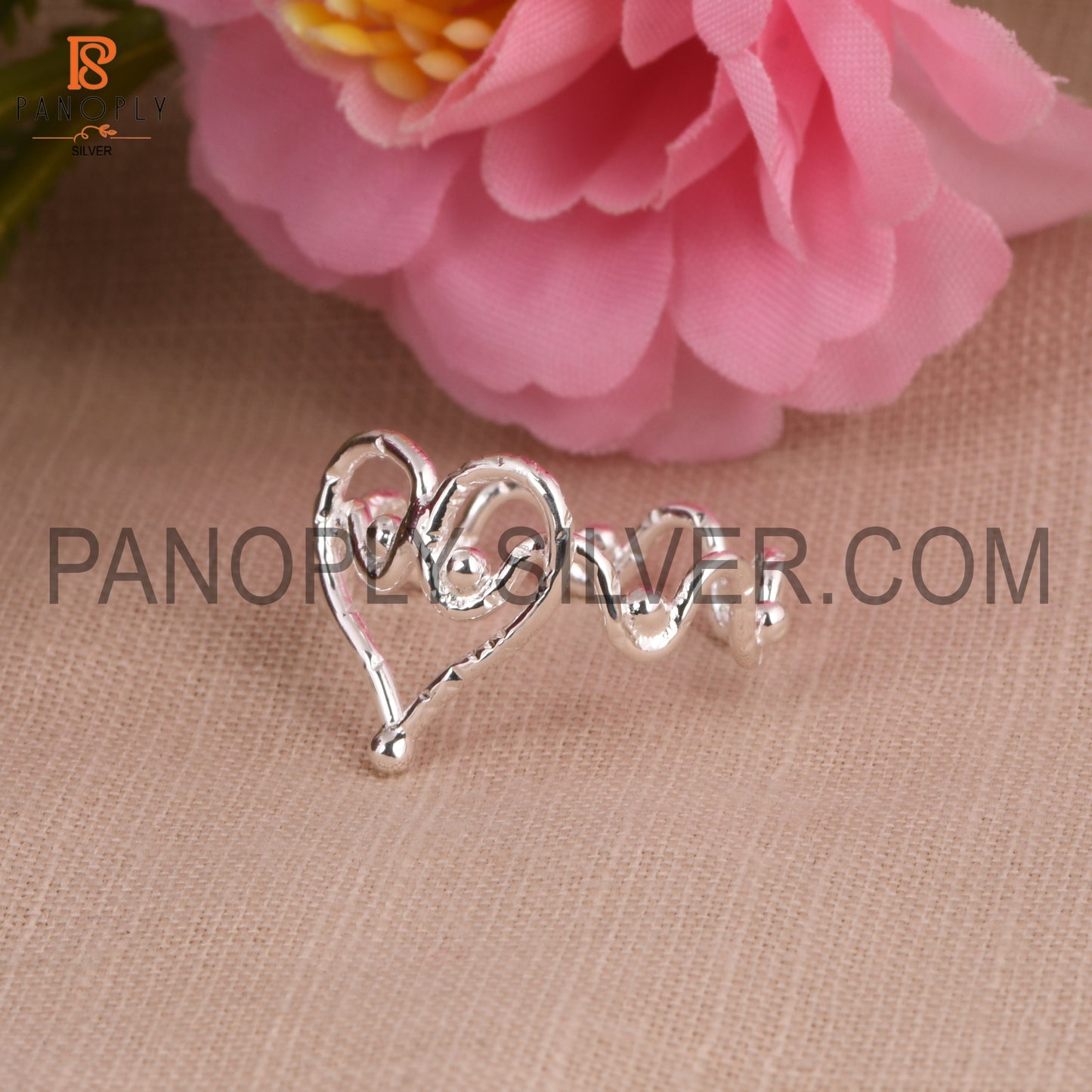 Zig Zag Band With Heart Shape Ring Gift For Love