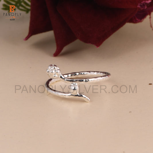 925 Sterling Silver Hammered Band Rings For Women