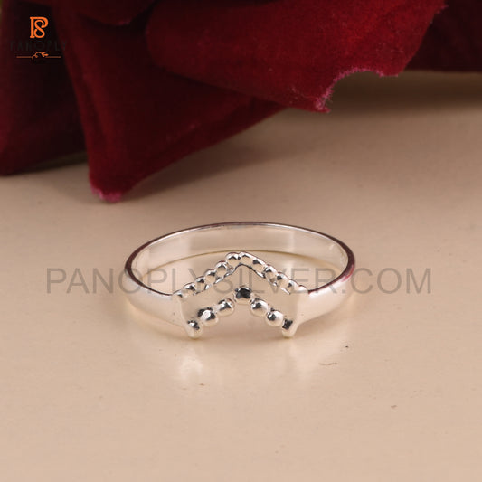 925 Silver V-Shaped Dotted Rings