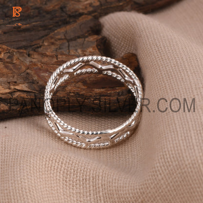 925 Sterling Silver Minimal Zig Zag Band Rings