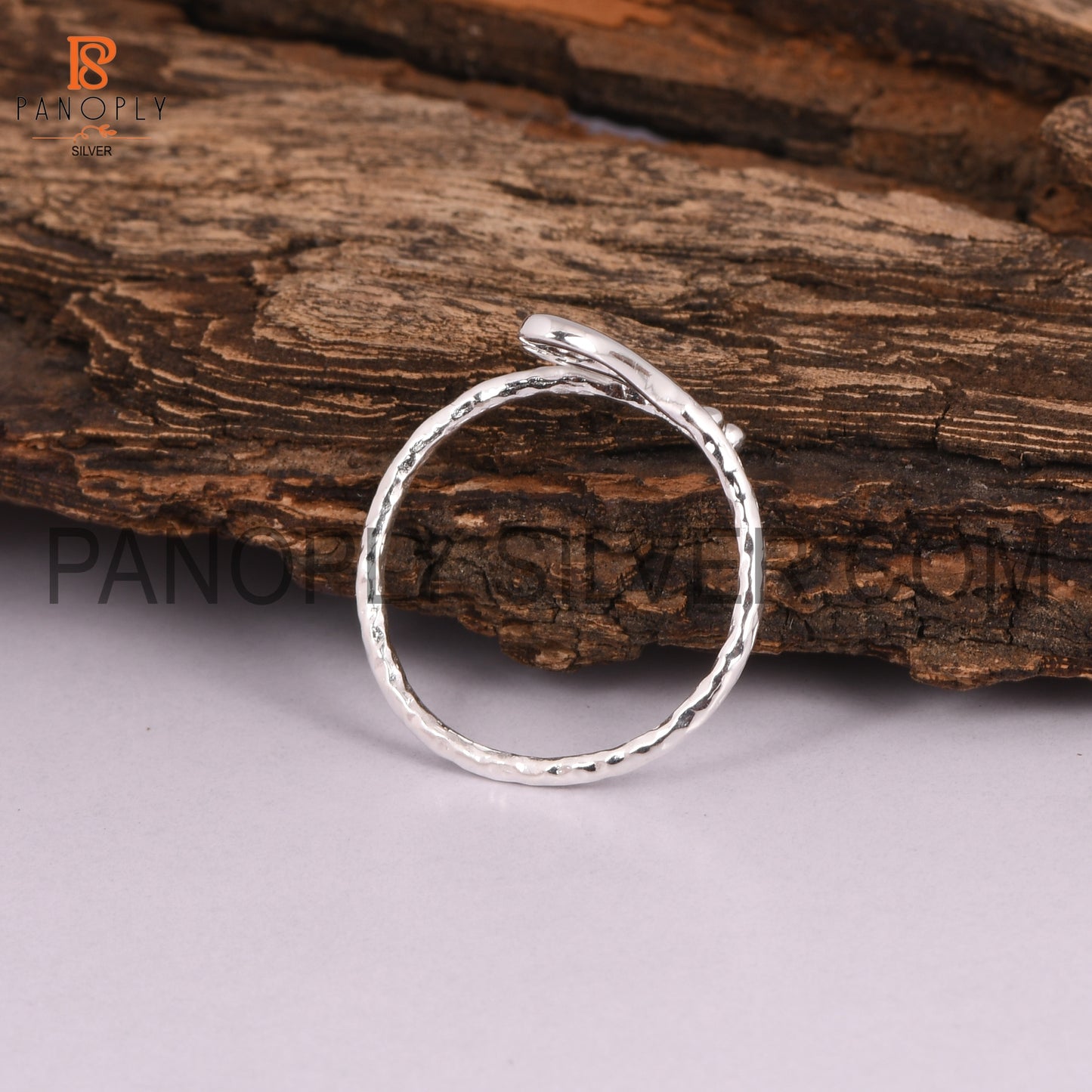 925 Silver Tiny Heart Adjustable Hammered Band Rings