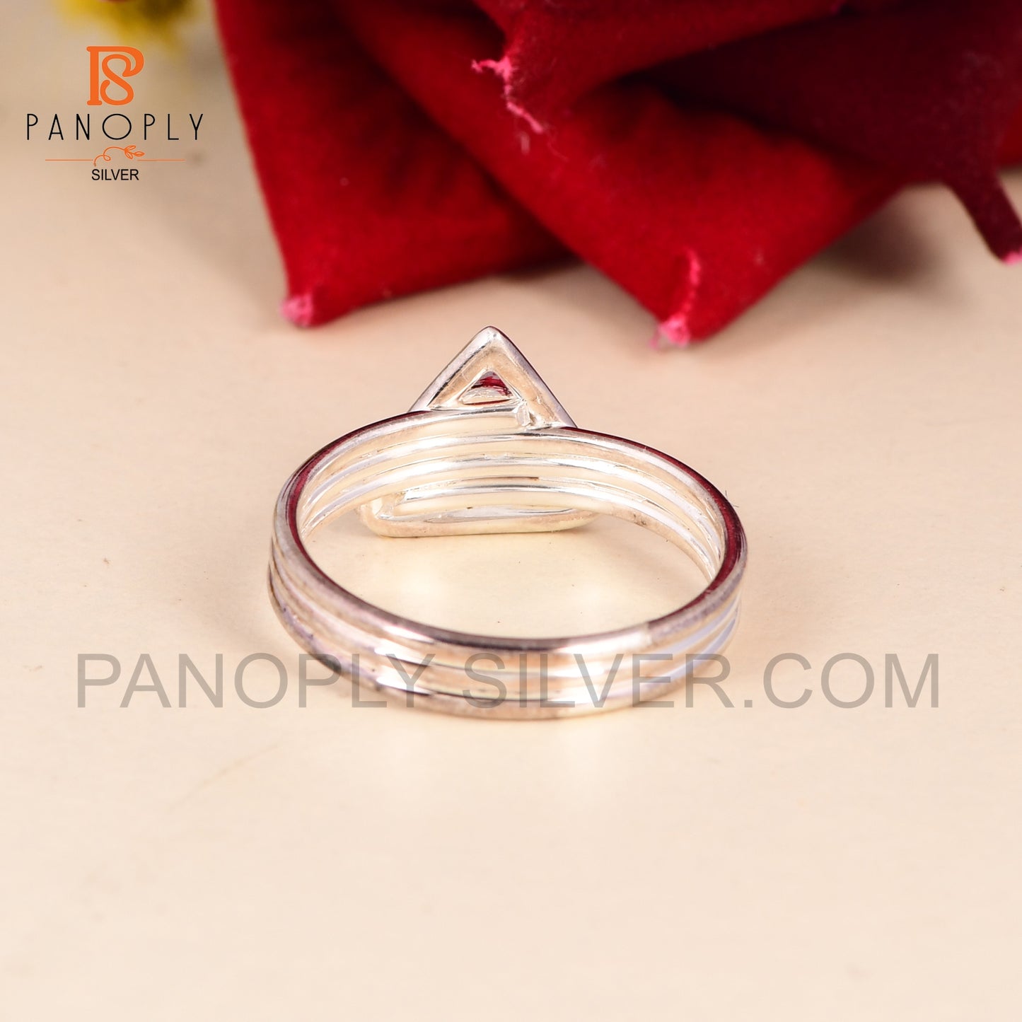 925 Silver Pearl Triangle Shape Ring For Women