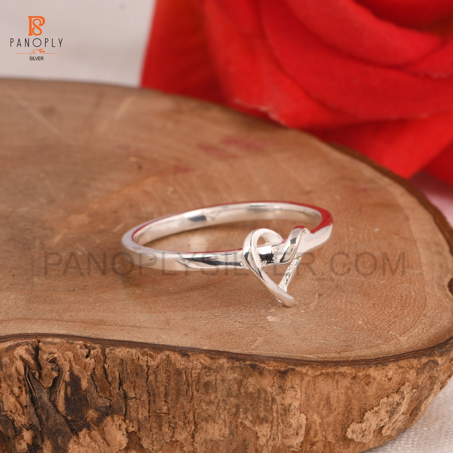 925 Silver Heart Knot Love Rings Gift for Love