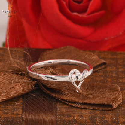 925 Silver Heart Knot Love Rings Gift for Love