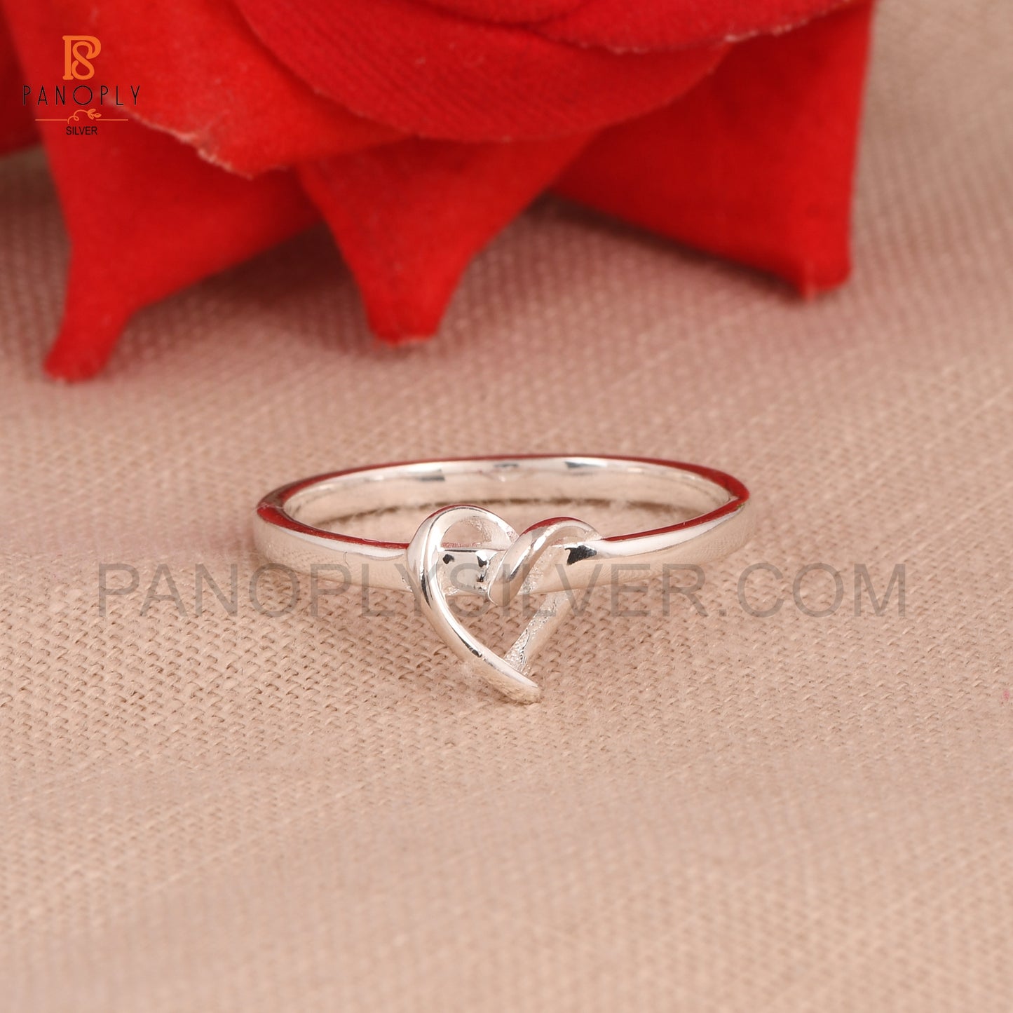 925 Silver Heart Knot Love Rings Gift for Love