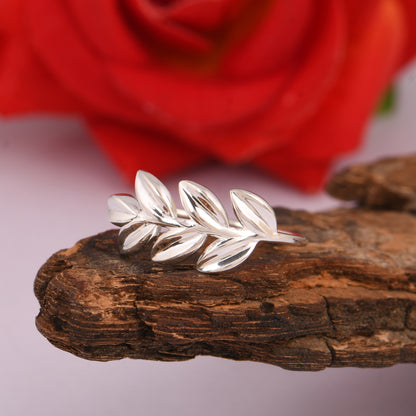 Sterling Silver Leaf Design Nature-Inspired Ring