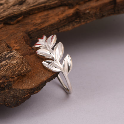 Sterling Silver Leaf Design Nature-Inspired Ring