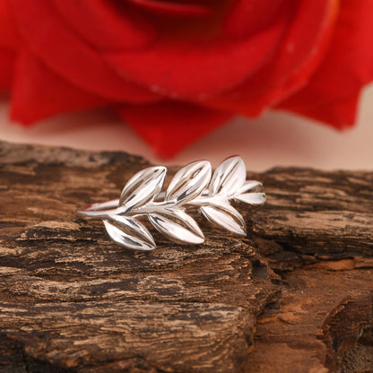 Sterling Silver Leaf Design Nature-Inspired Ring