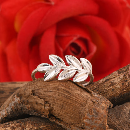 Sterling Silver Leaf Design Nature-Inspired Ring