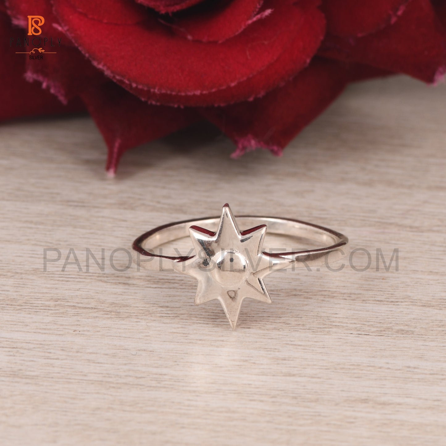 Sterling Silver North Star Ring, Dainty Celestial Jewelry For Women