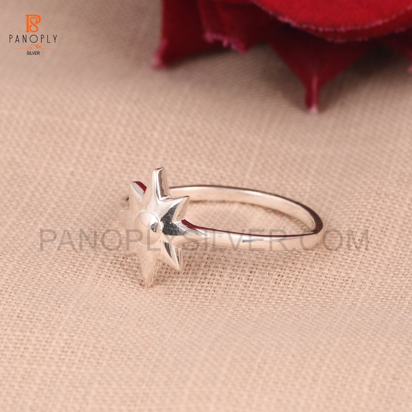 Sterling Silver North Star Ring, Dainty Celestial Jewelry For Women