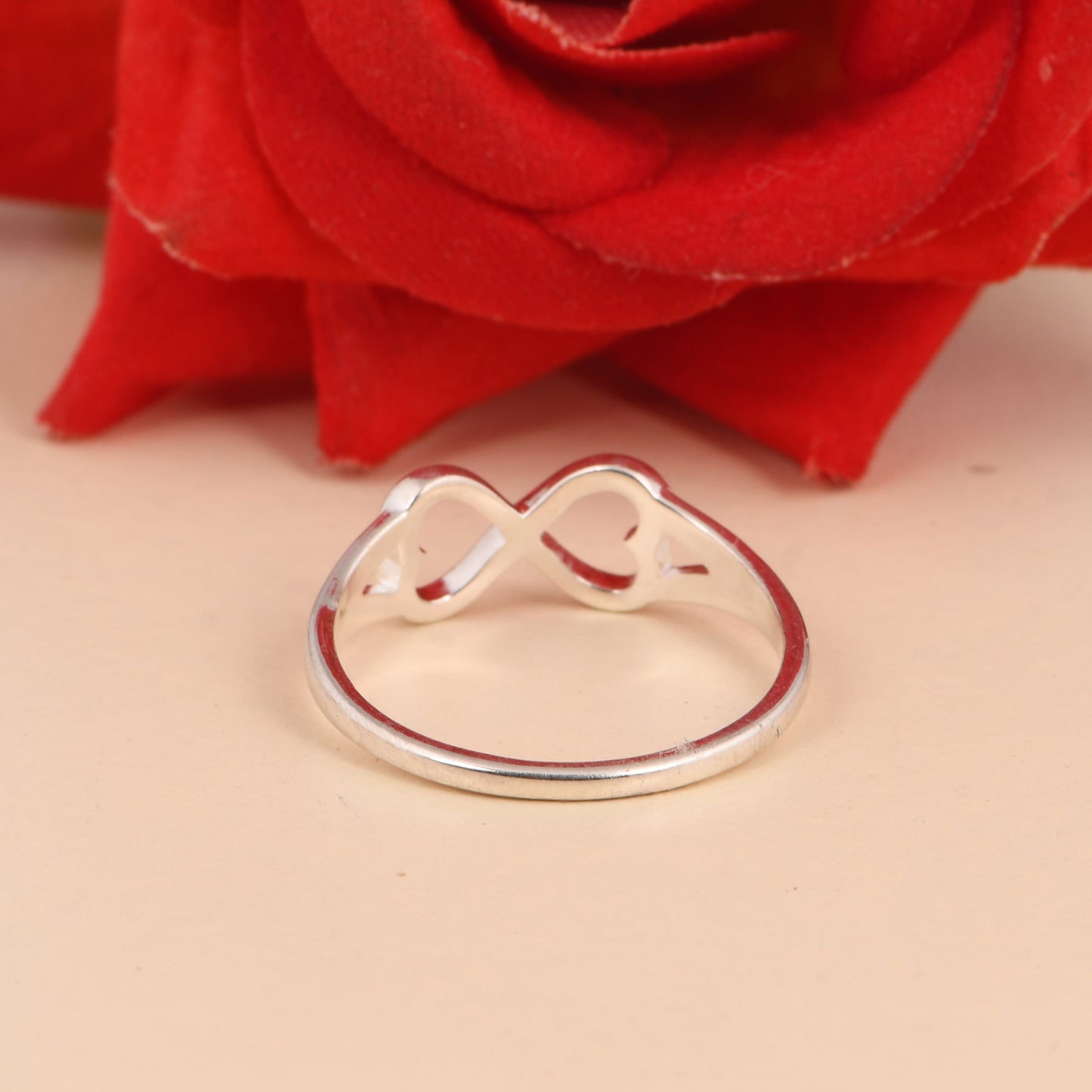 Sterling Silver Infinity Heart Ring, Double Heart Design