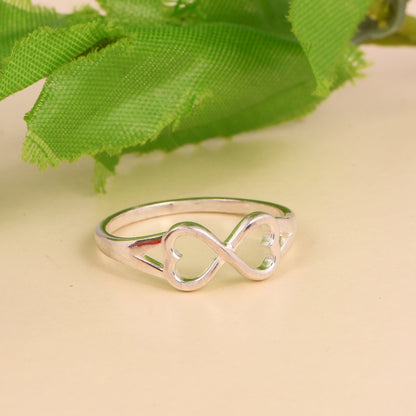 Sterling Silver Infinity Heart Ring, Double Heart Design