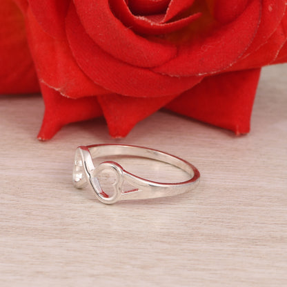 Sterling Silver Infinity Heart Ring, Double Heart Design