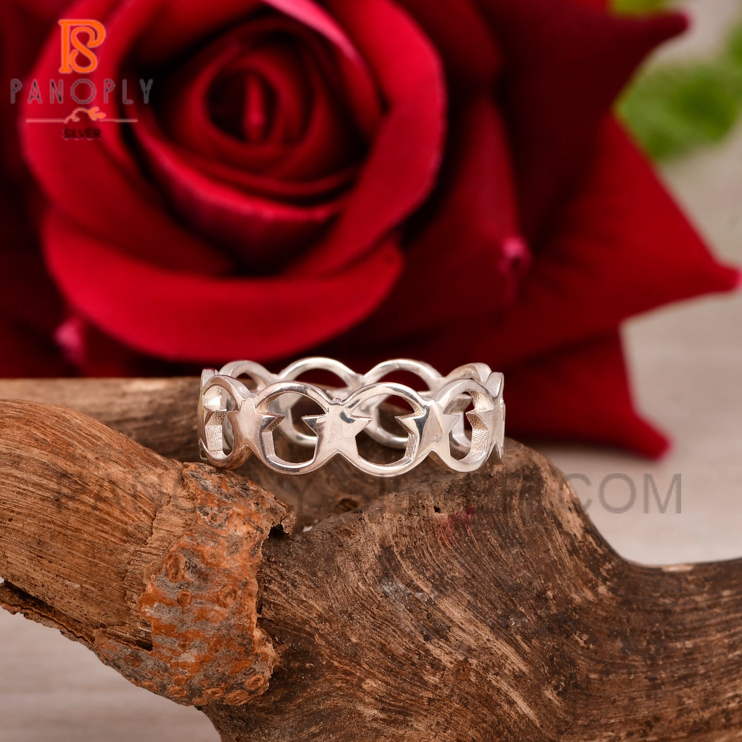 925 Sterling Silver Tiny Eternity Star Rings