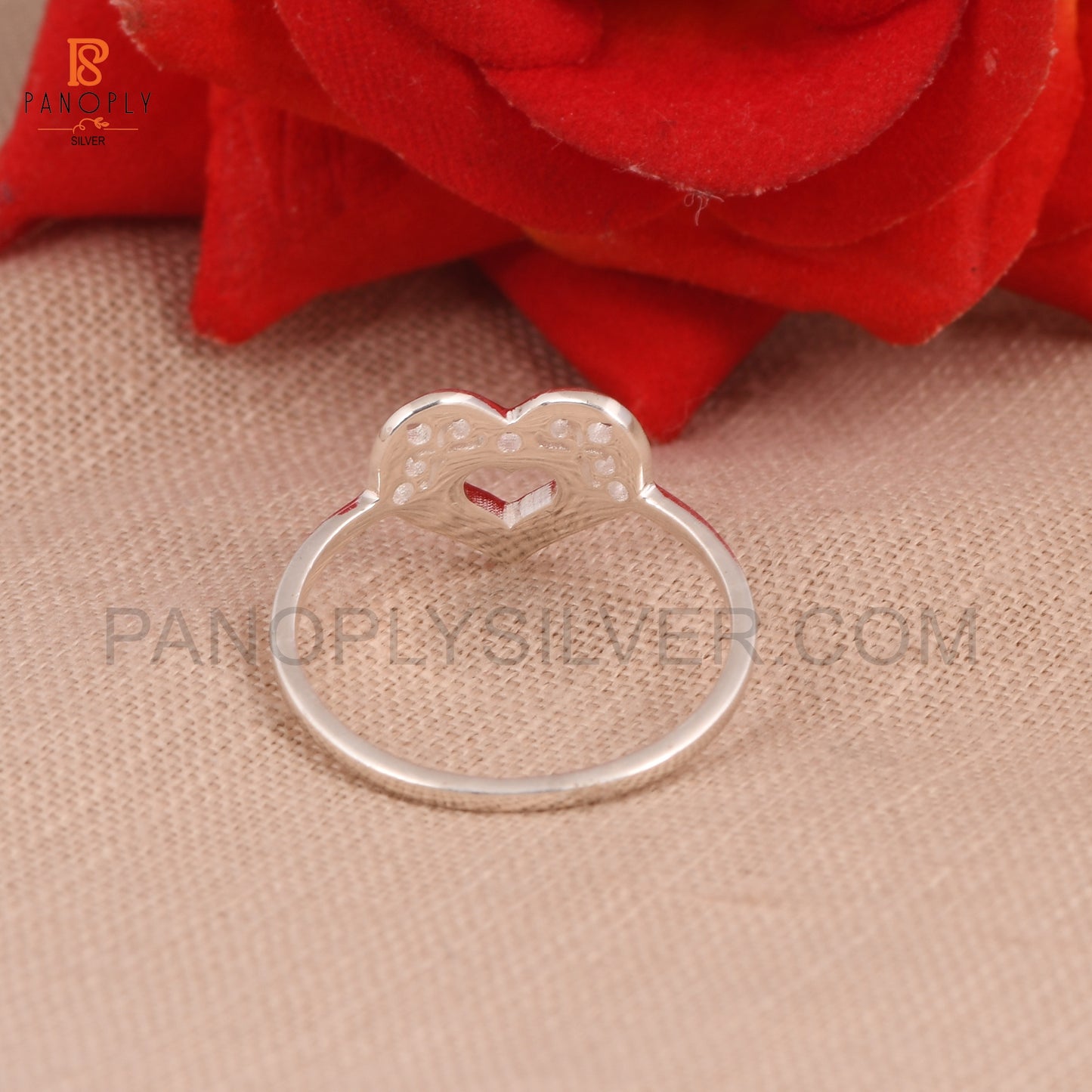 Sterling Silver Heart Ring with Filigree Design, Dainty Promise Ring