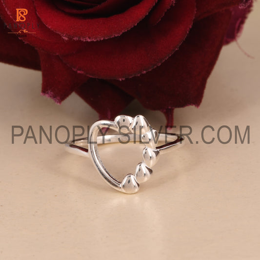 Half Eternity Heart 925 Sterling Silver Rings