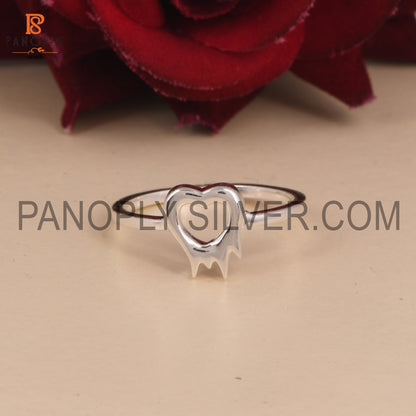 925 Sterling Silver Attractive Fire Heart Ring For Love