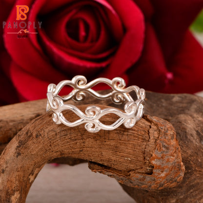 Filigree Plain Band Solid 925  Silver Vine Rings