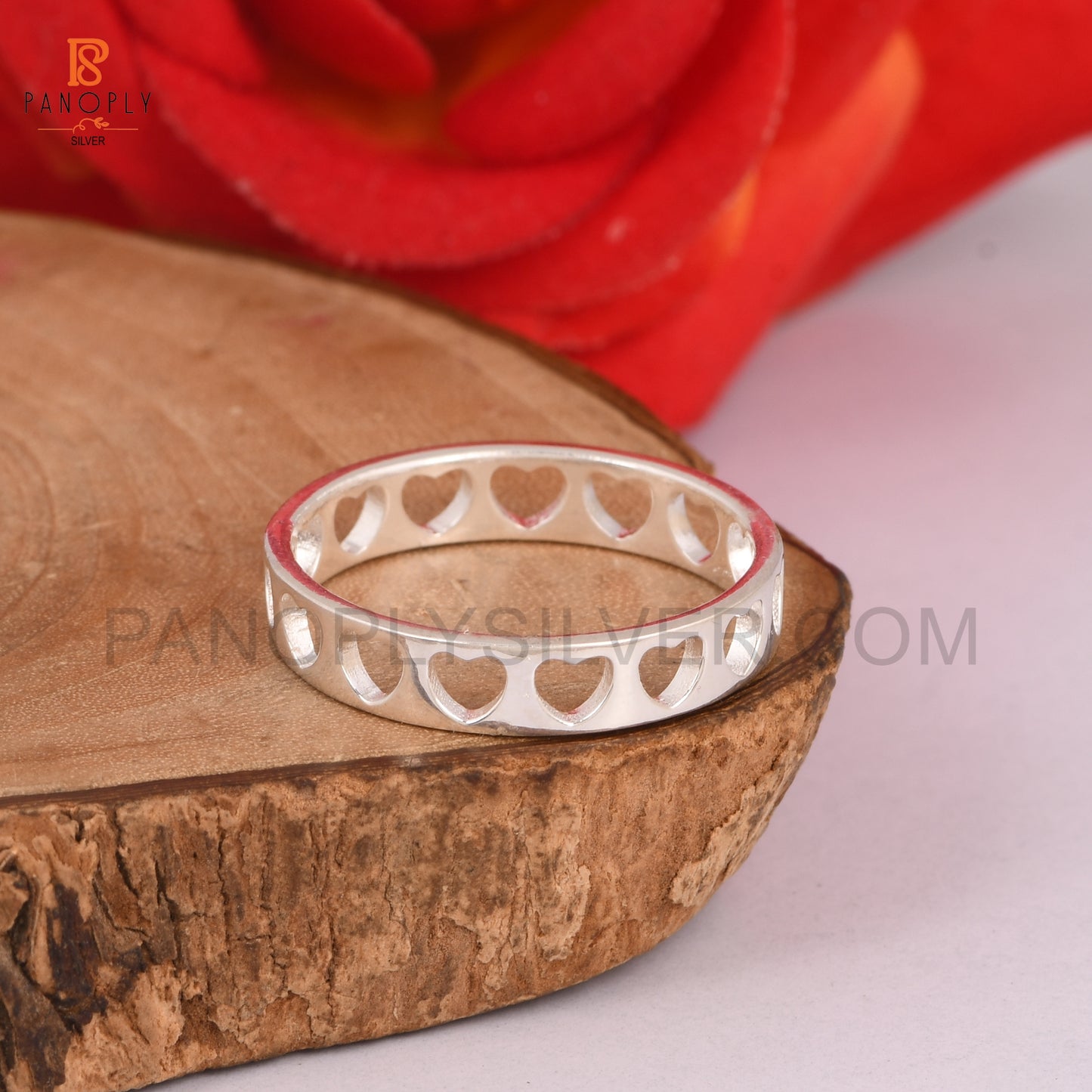 Sterling Silver Heart Cut-Out Band Ring