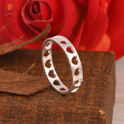 Sterling Silver Heart Cut-Out Band Ring