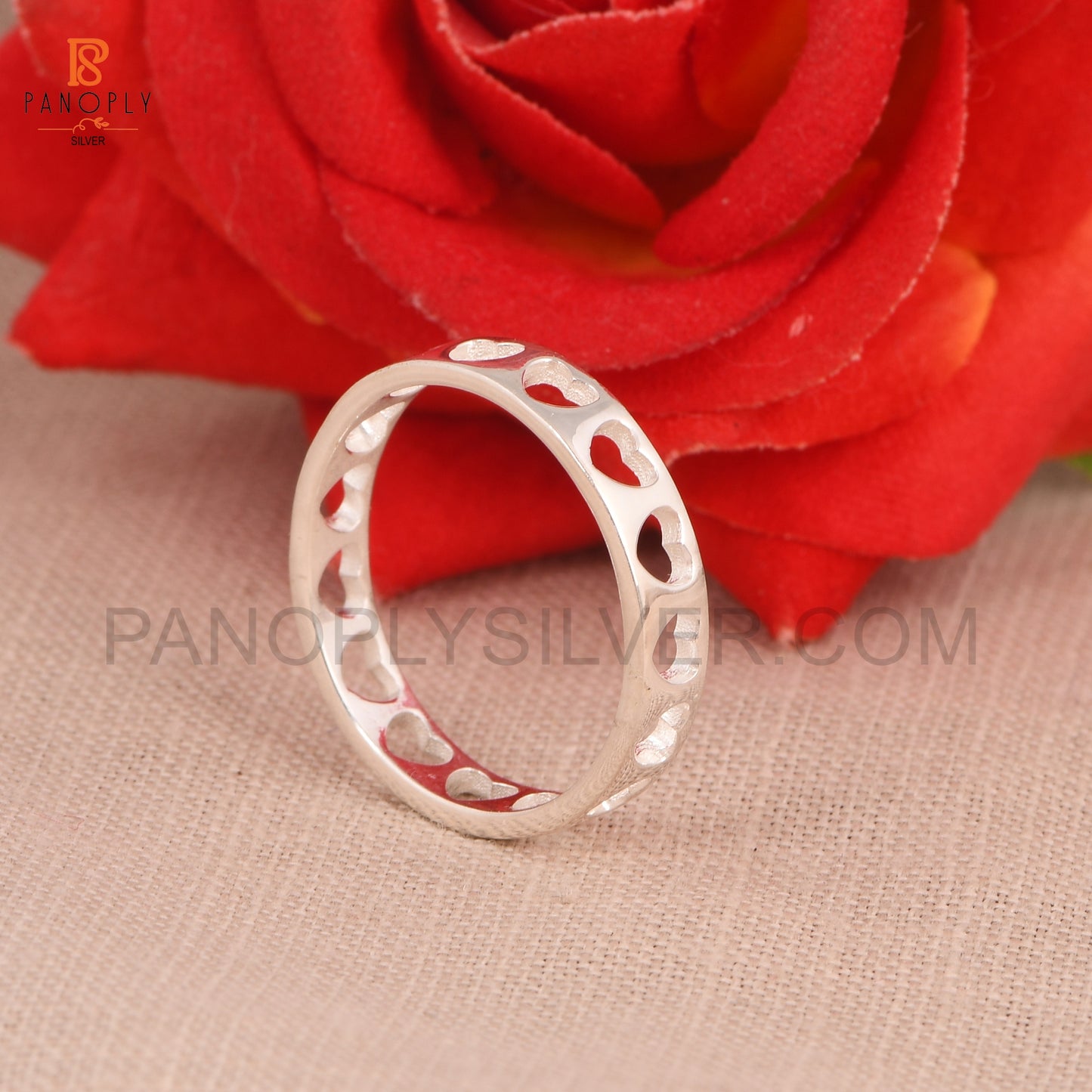 Sterling Silver Heart Cut-Out Band Ring