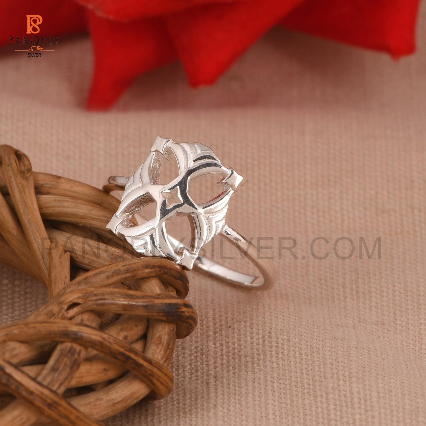 925 Sterling Silver Celtic Cross Ring, Vintage Design