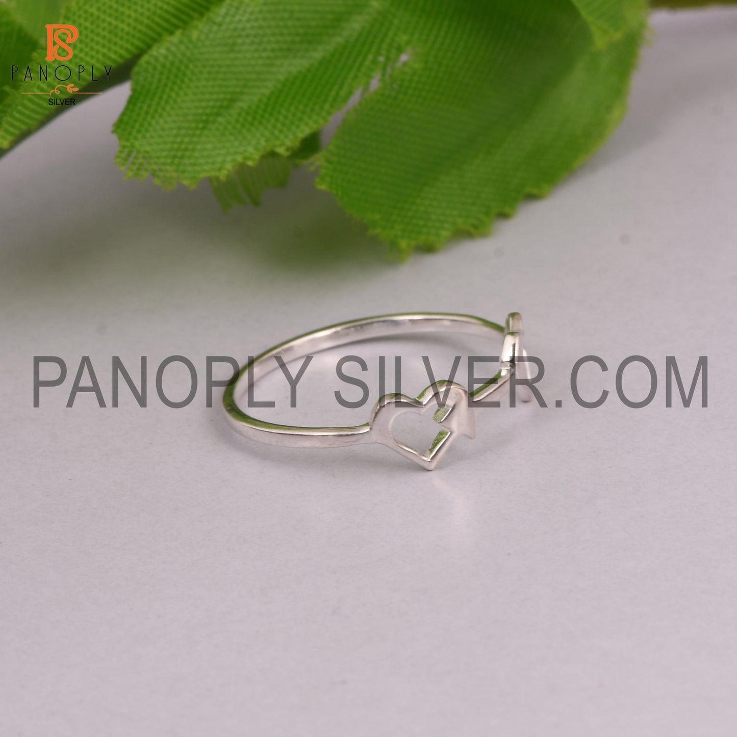 Double Heart Silver Promise Rings