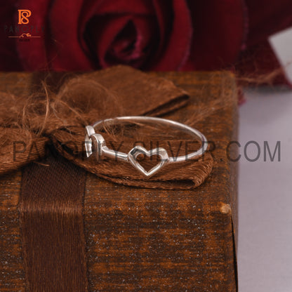 Double Heart Silver Promise Rings