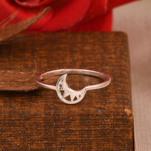 Sterling Silver Tiny Moon Simple Ring