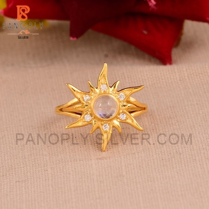 925 Silver 18K Gold Sun CZ Rings