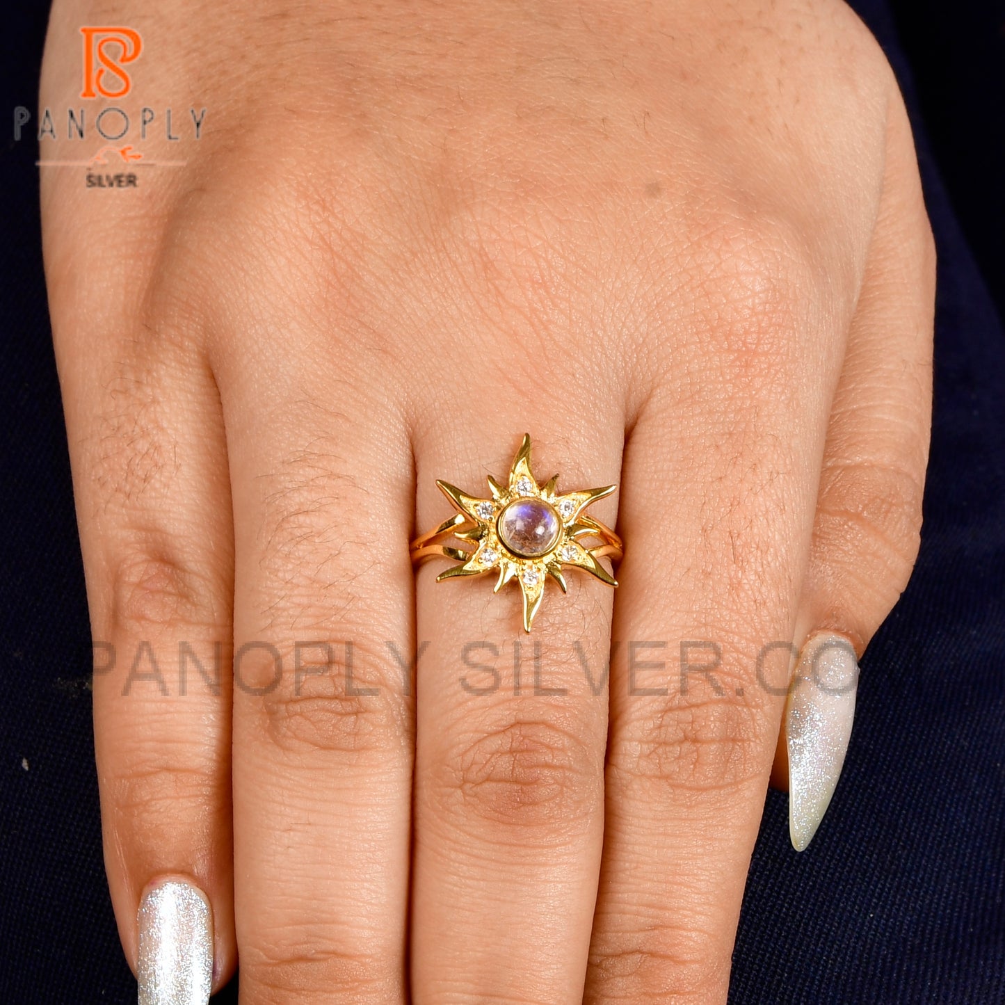 925 Silver 18K Gold Sun CZ Rings