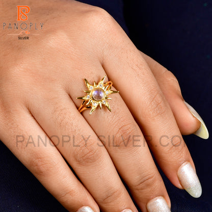 925 Silver 18K Gold Sun CZ Rings