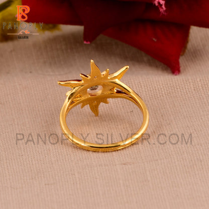 925 Silver 18K Gold Sun CZ Rings