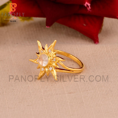 925 Silver 18K Gold Sun CZ Rings