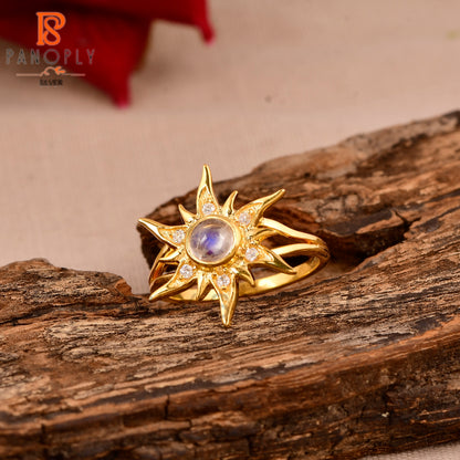 925 Silver 18K Gold Sun CZ Rings