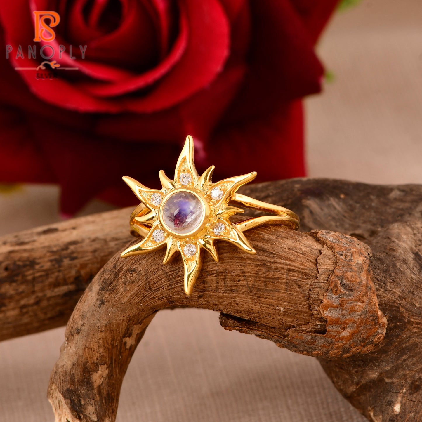 925 Silver 18K Gold Sun CZ Rings