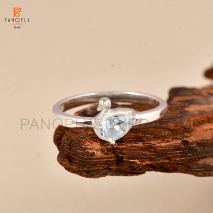 Gemstone Blue Topaz Cute Duck Minimal Rings