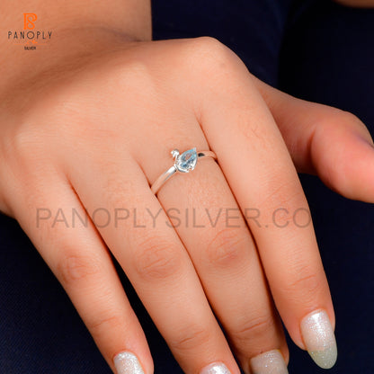 Gemstone Blue Topaz Cute Duck Minimal Rings