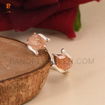 Sun Stone Natural Pear-Shaped Adjustable Rings