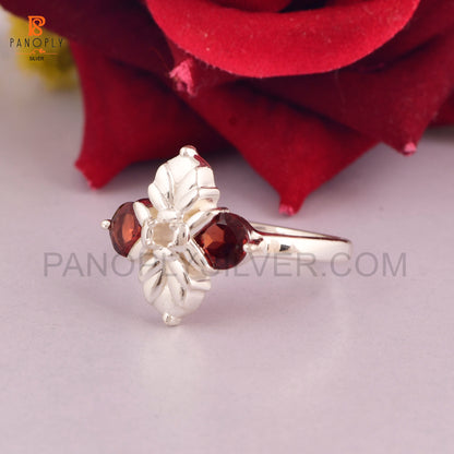 Ladybug Red Garnet Stone Prong Set Rings