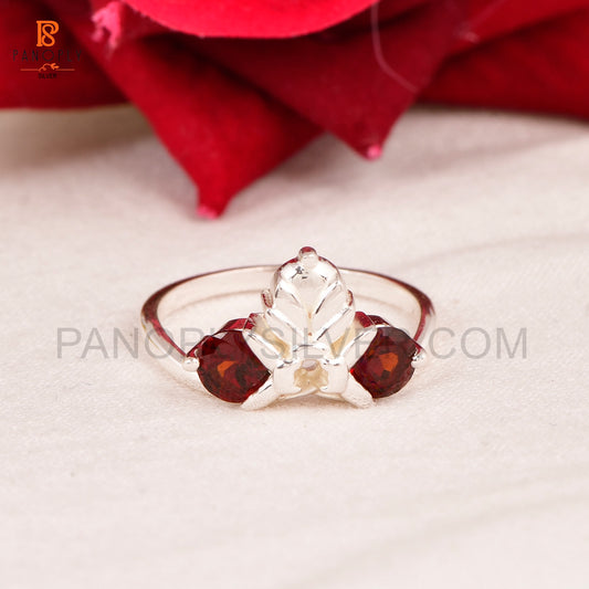 Ladybug Genuine Garnet Stone 5mm Prong Set Rings