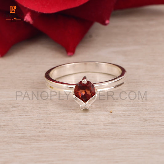 Genuine Garnet 5mm Ladybug Rings For Women